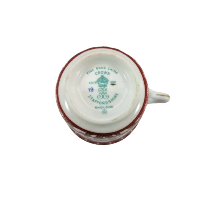 Crown Staffordshire Porcelain Chinoiserie Coffee Cup and Saucer Duo