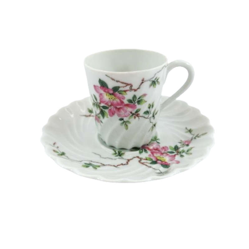 Haviland France Limoges Porcelain Eglantine Torse Demitasse Cup & Saucer