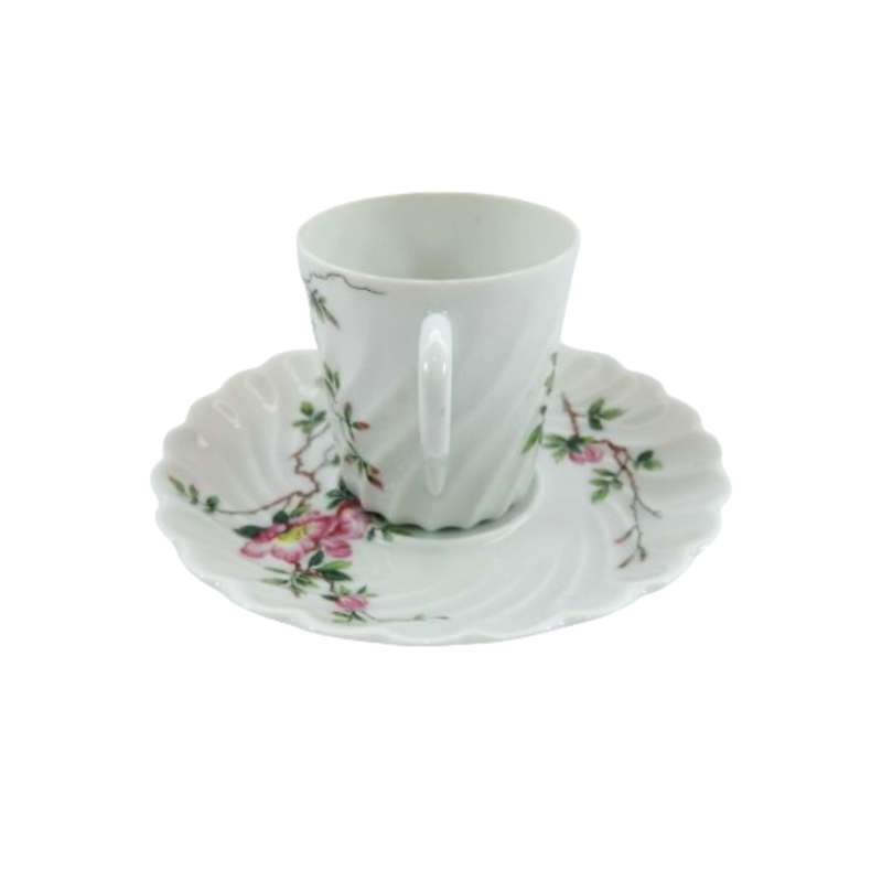 Haviland France Limoges Porcelain Eglantine Torse Demitasse Cup & Saucer