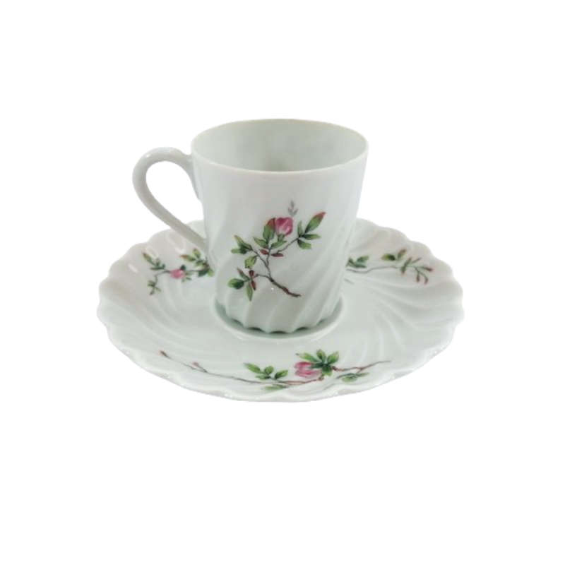 Haviland France Limoges Porcelain Eglantine Torse Demitasse Cup & Saucer