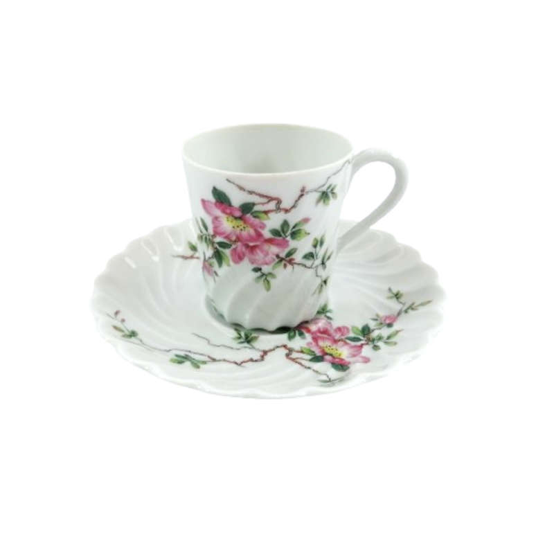 Haviland France Limoges Porcelain Eglantine Torse Demitasse Cup & Saucer