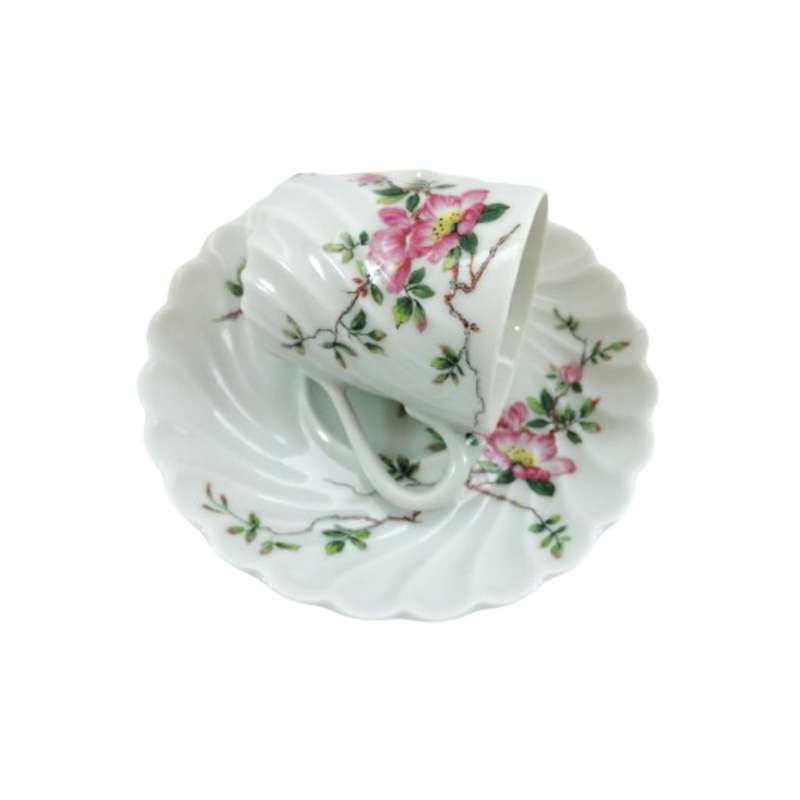 Haviland France Limoges Porcelain Eglantine Torse Demitasse Cup & Saucer