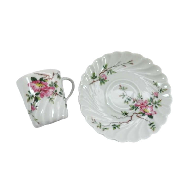 Haviland France Limoges Porcelain Eglantine Torse Demitasse Cup & Saucer