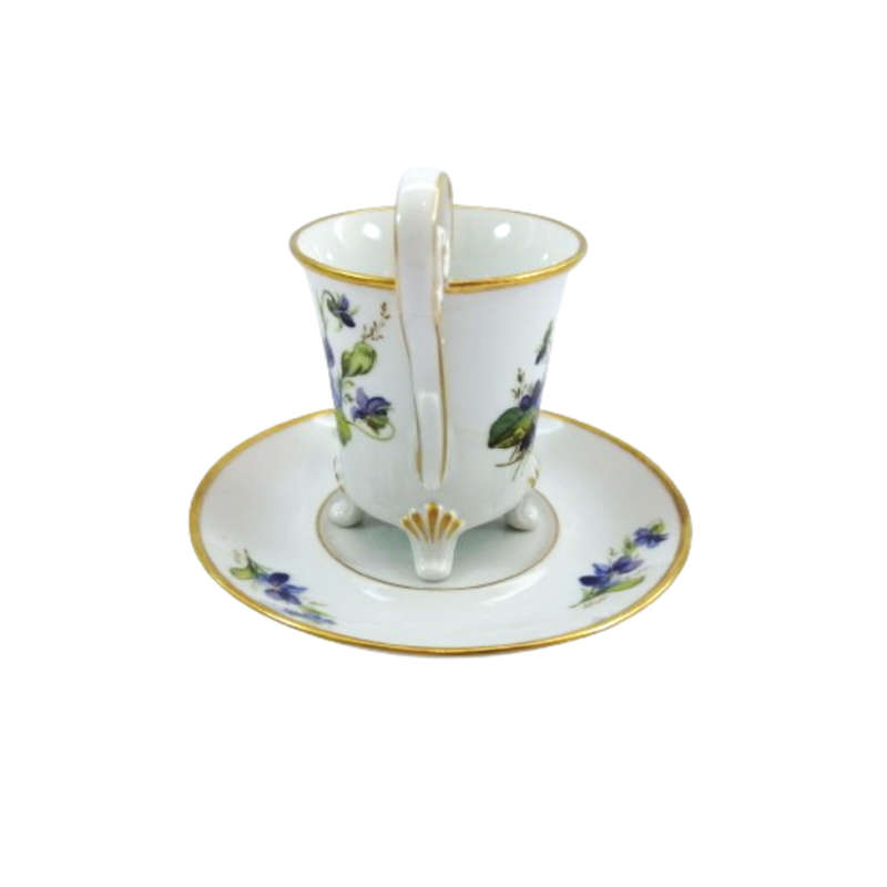 Rare Old Alt Tirschenreuth China 1838 Germany 4 footed Demitasse Coffee Cup and Saucer