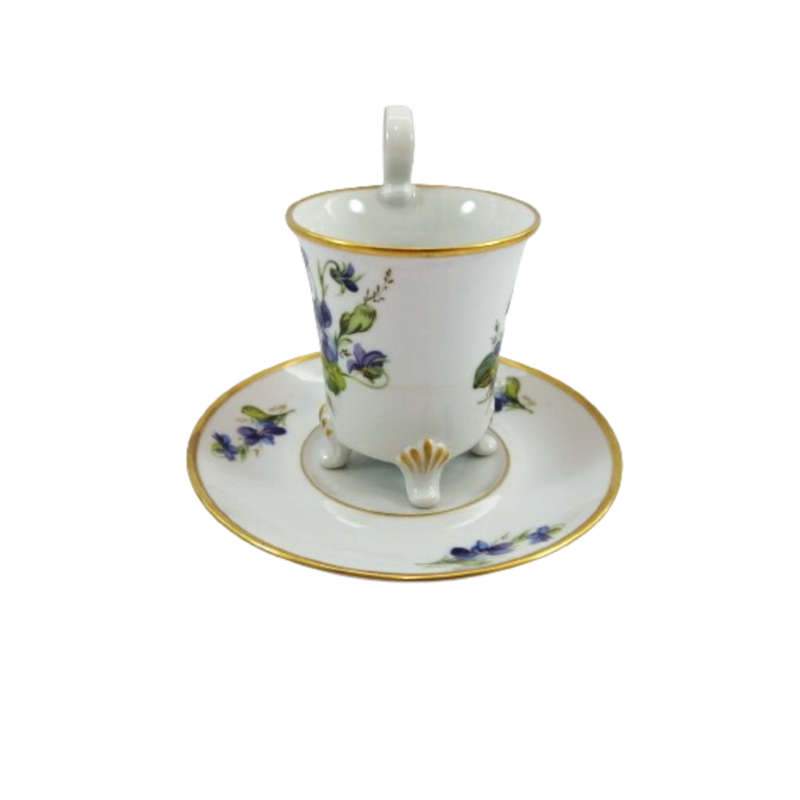 Rare Old Alt Tirschenreuth China 1838 Germany 4 footed Demitasse Coffee Cup and Saucer