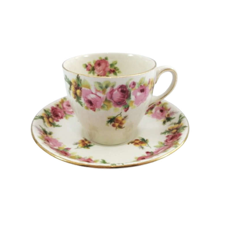 Royal Doulton D5643 Roses and Wattle tea trio