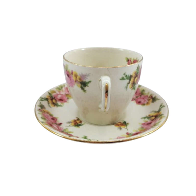 Royal Doulton D5643 Roses and Wattle tea trio