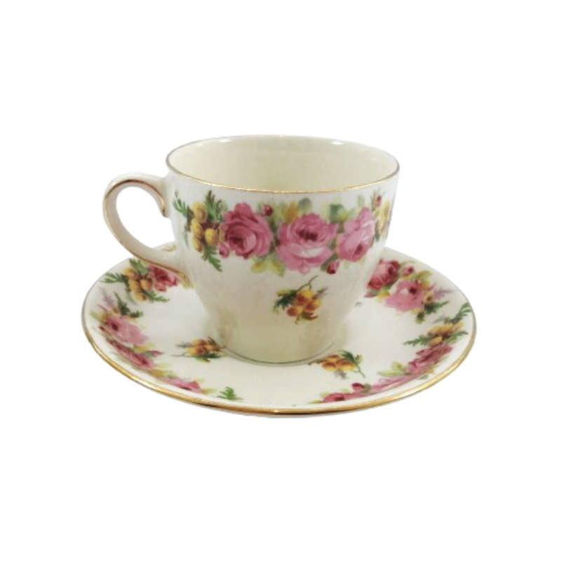 Royal Doulton D5643 Roses and Wattle tea trio