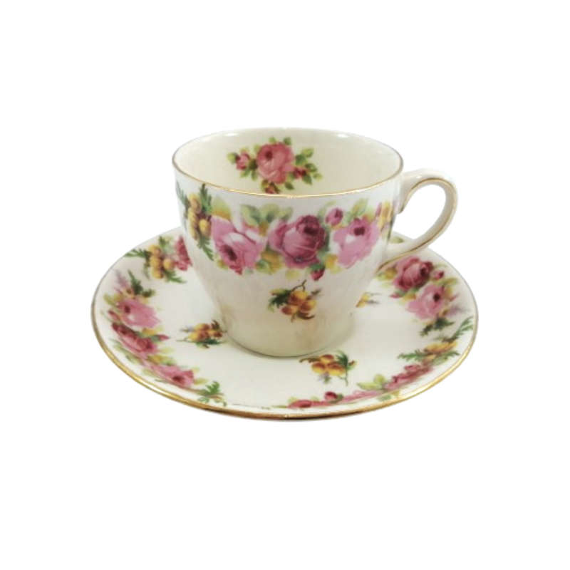 Royal Doulton D5643 Roses and Wattle tea trio