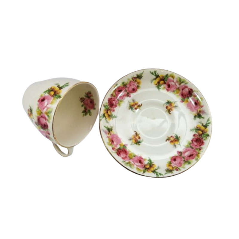 Royal Doulton D5643 Roses and Wattle tea trio
