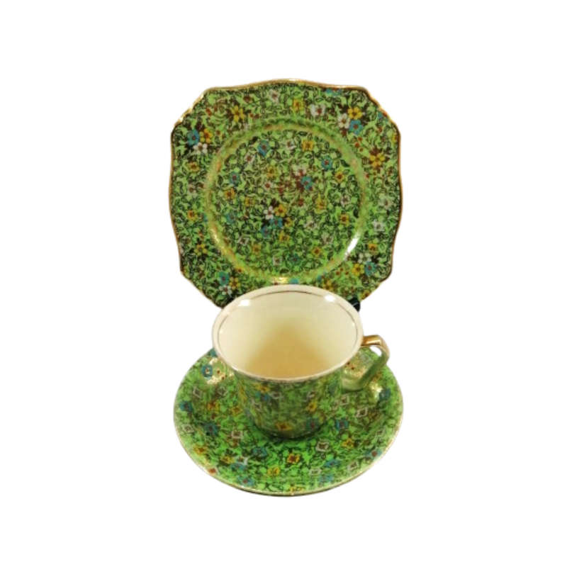 Royal Winton Grimwades Cloisonne Green Hand Enameled Trio