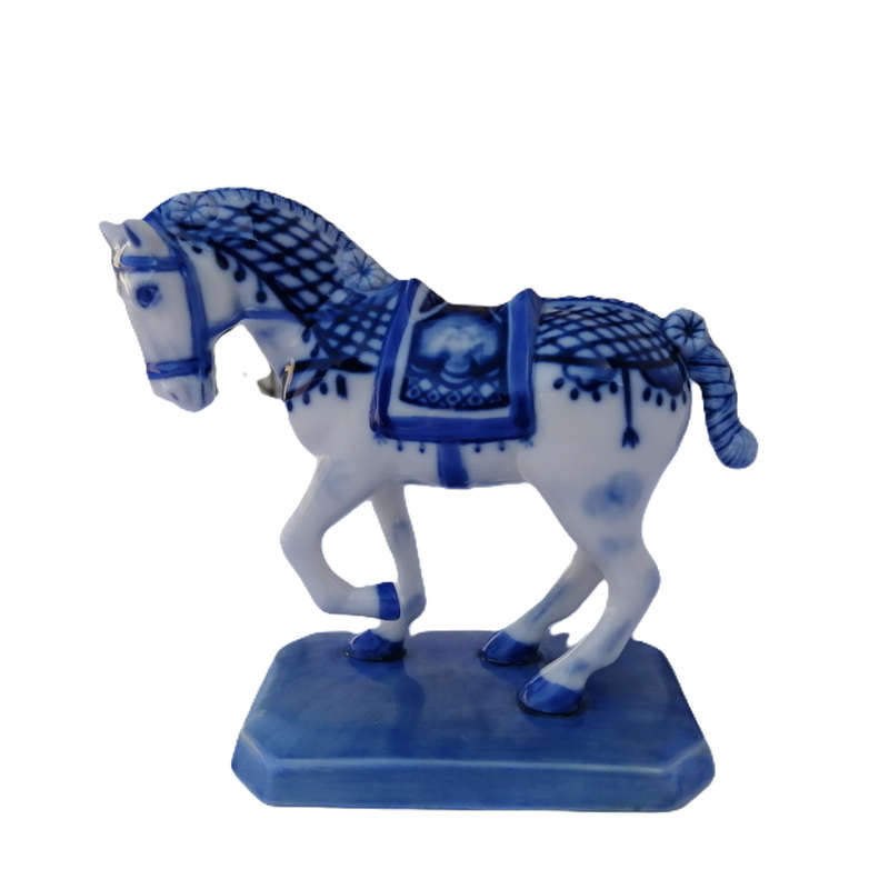 Franklin Mint 1987 Dutch Delft Collection Porcelain Horse Statue