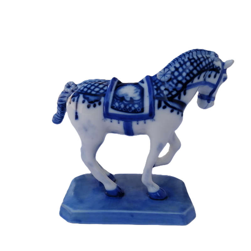 Franklin Mint 1987 Dutch Delft Collection Porcelain Horse Statue