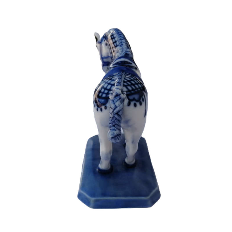 Franklin Mint 1987 Dutch Delft Collection Porcelain Horse Statue