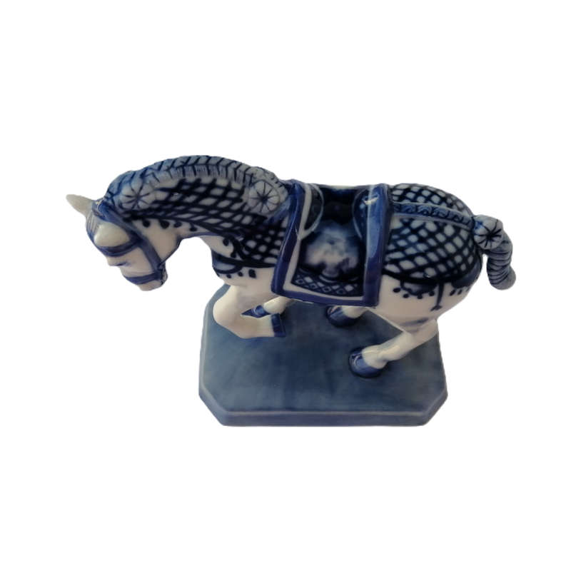 Franklin Mint 1987 Dutch Delft Collection Porcelain Horse Statue