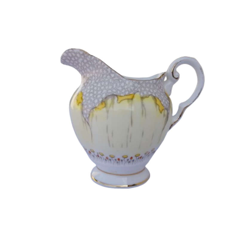 Tuscan England yellow Poppy Flowers with Red Raised Enamel Large Milk Jug