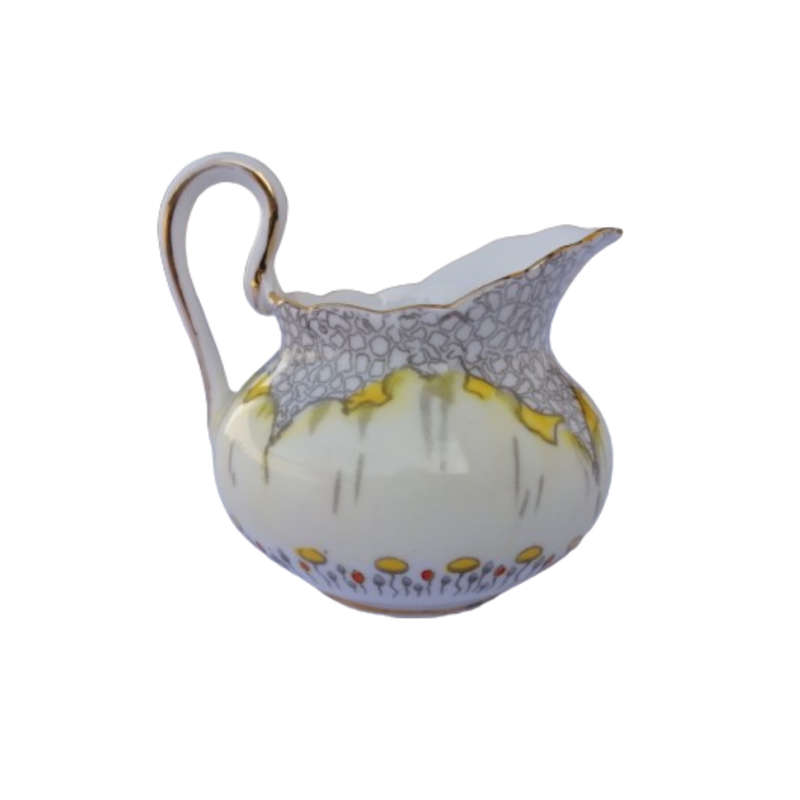 Tuscan England yellow Poppy Flowers with Red Raised Enamel Milk Jug