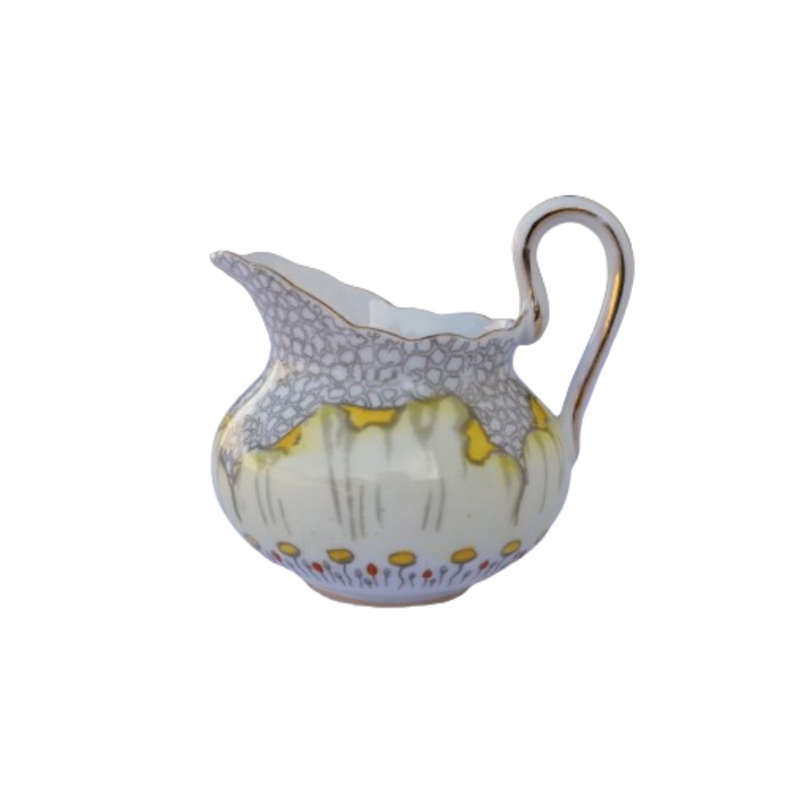 Tuscan England yellow Poppy Flowers with Red Raised Enamel Milk Jug