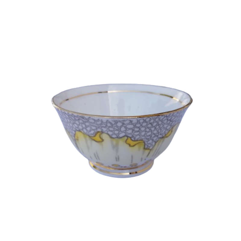Tuscan England yellow Poppy Flowers with Red Raised Enamel Sugar Bowl