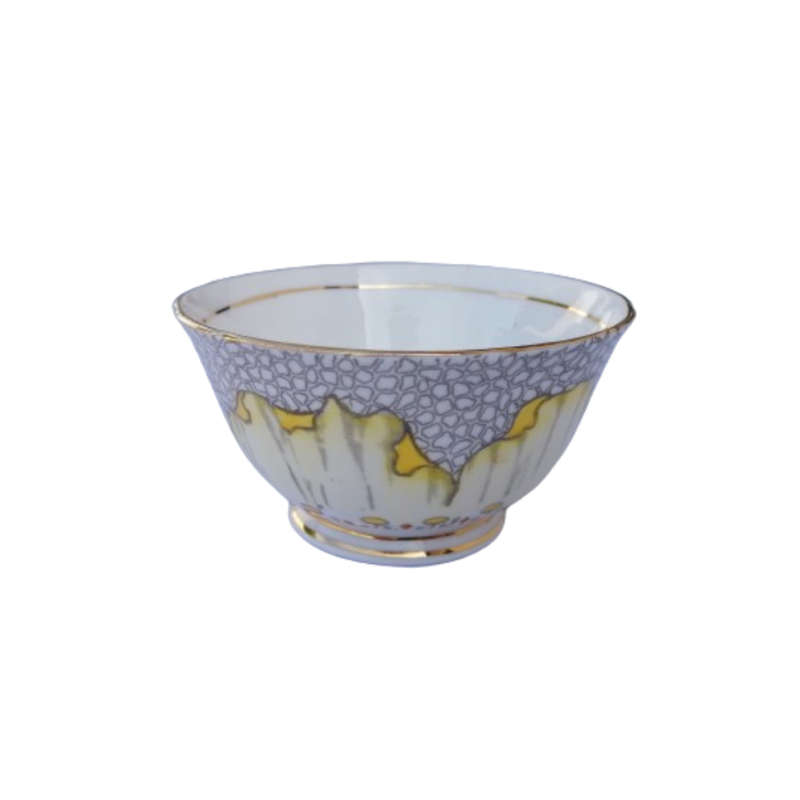 Tuscan England yellow Poppy Flowers with Red Raised Enamel Sugar Bowl