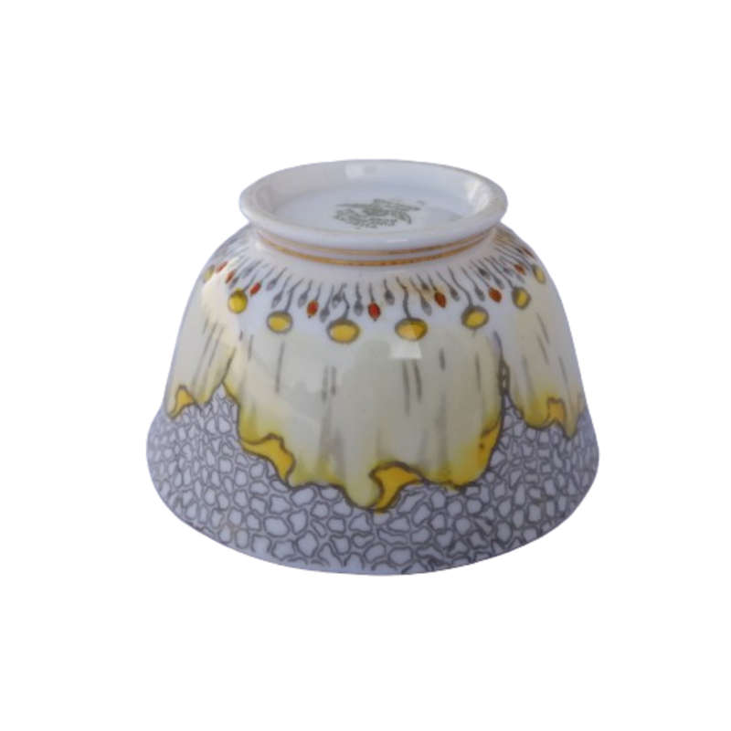 Tuscan England yellow Poppy Flowers with Red Raised Enamel Sugar Bowl