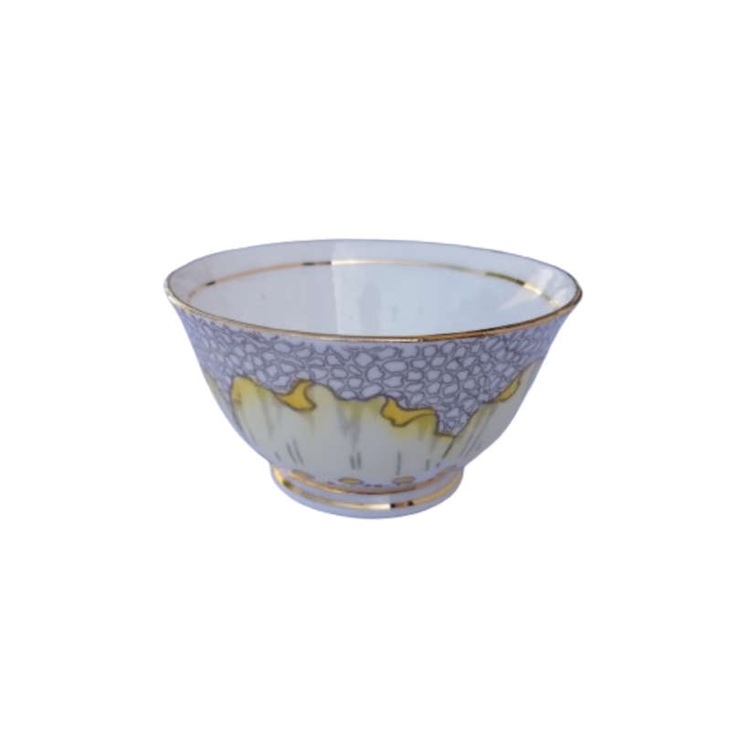 Tuscan England yellow Poppy Flowers with Red Raised Enamel Sugar Bowl
