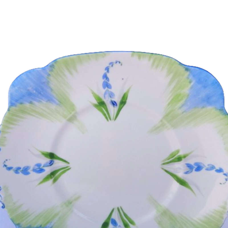 Standard China Fine Bone China Blue and Green Cake Plate