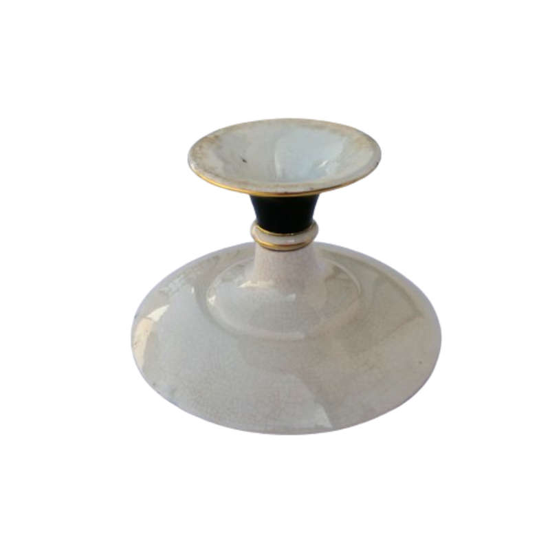 Solian Ware Soho Pottery Hand Painted Fruit Pattern Black with Gilt Edge Cake Stand
