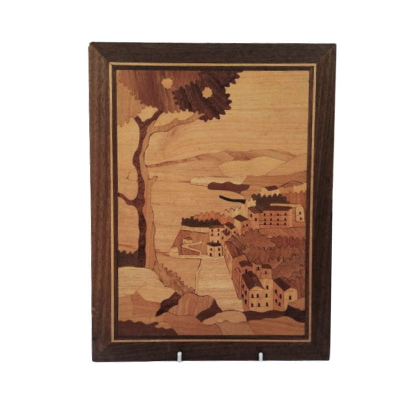 Retro Wall Art Marquetry Picture Handmade Wooden Picture