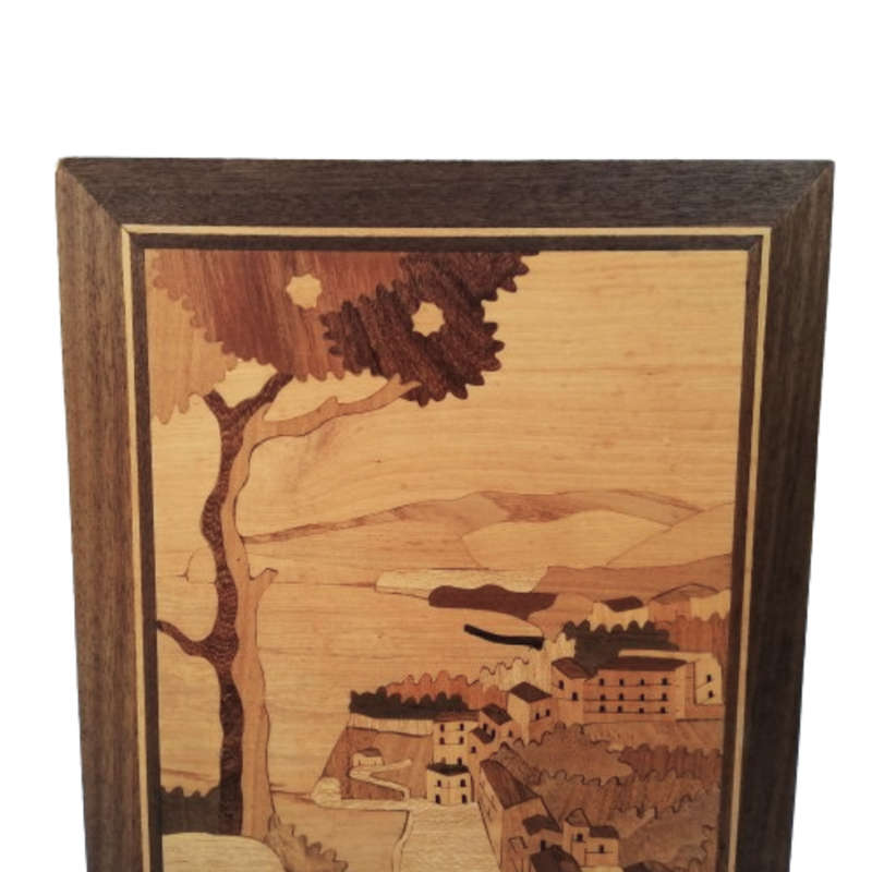 Retro Wall Art Marquetry Picture Handmade Wooden Picture