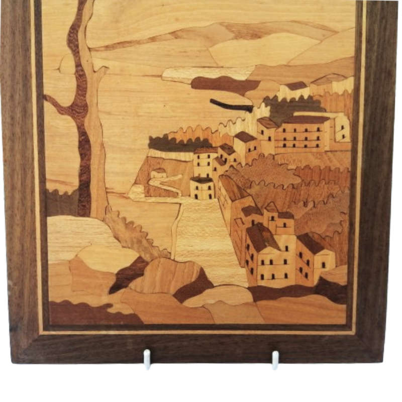 Retro Wall Art Marquetry Picture Handmade Wooden Picture