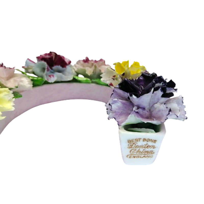 1950`s Denton Bone China Floral Flower Good Luck Horseshoe