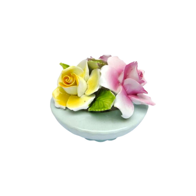 Adderley Staffordshire Bone China Floral Green Vase of Flowers Roses