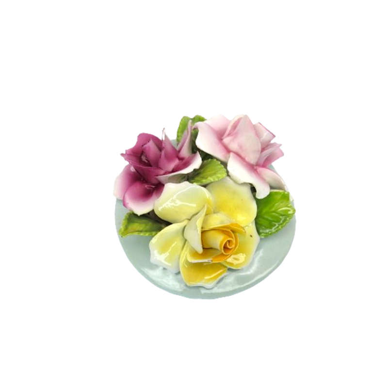 Adderley Staffordshire Bone China Floral Green Vase of Flowers Roses