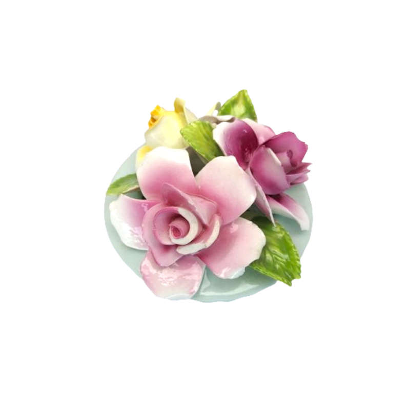 Adderley Staffordshire Bone China Floral Green Vase of Flowers Roses