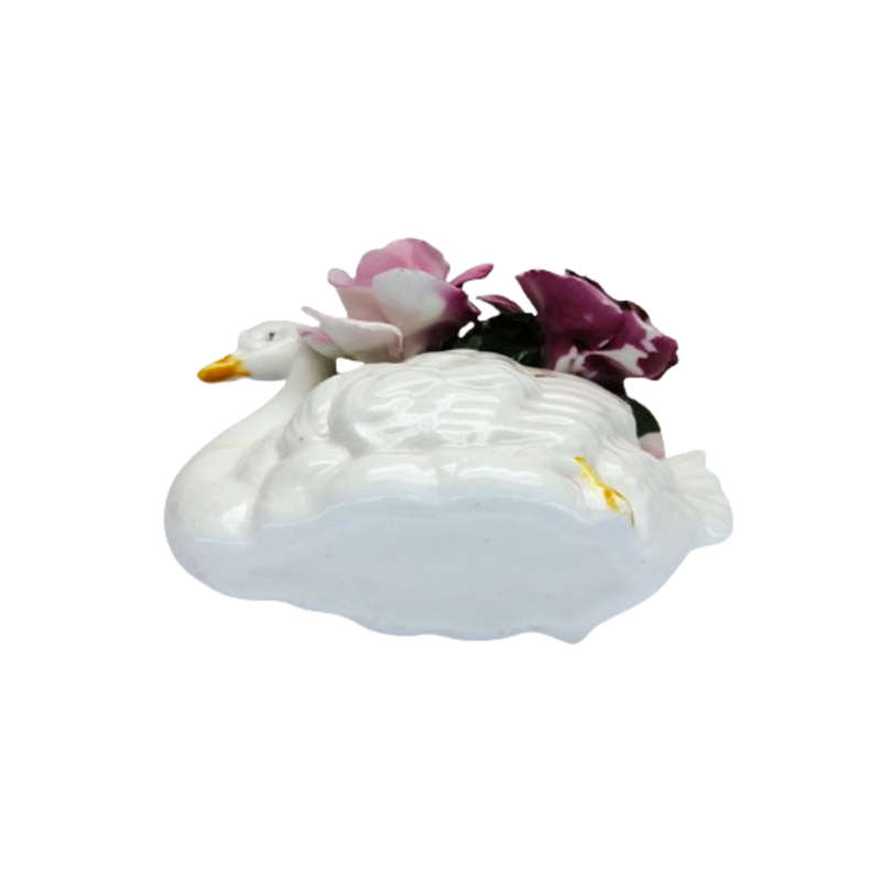 Bone China Floral Swan Vase of Flowers Roses