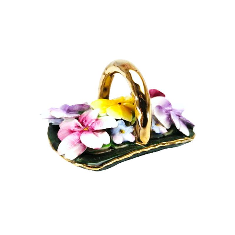 English Bone China Floral Basket of Flowers
