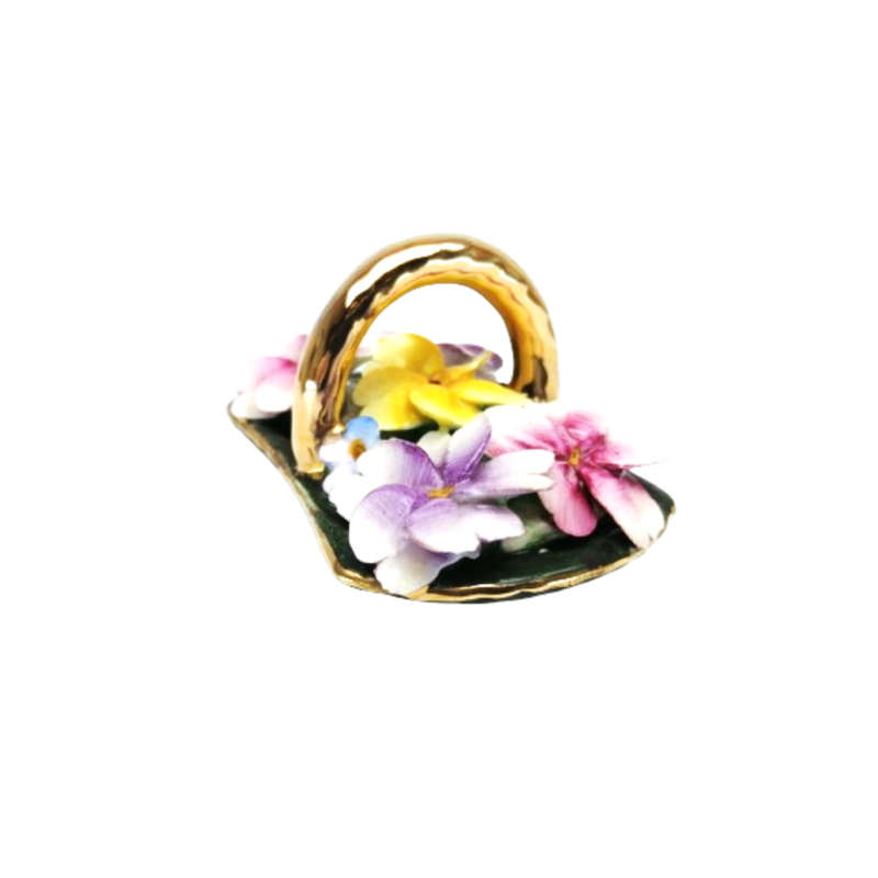 English Bone China Floral Basket of Flowers