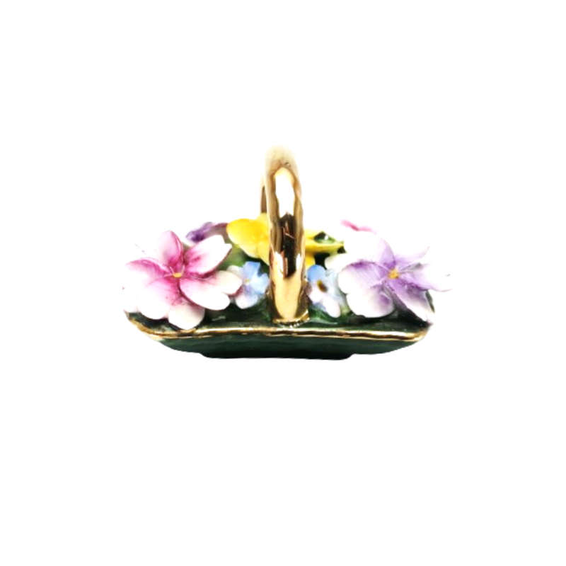 English Bone China Floral Basket of Flowers