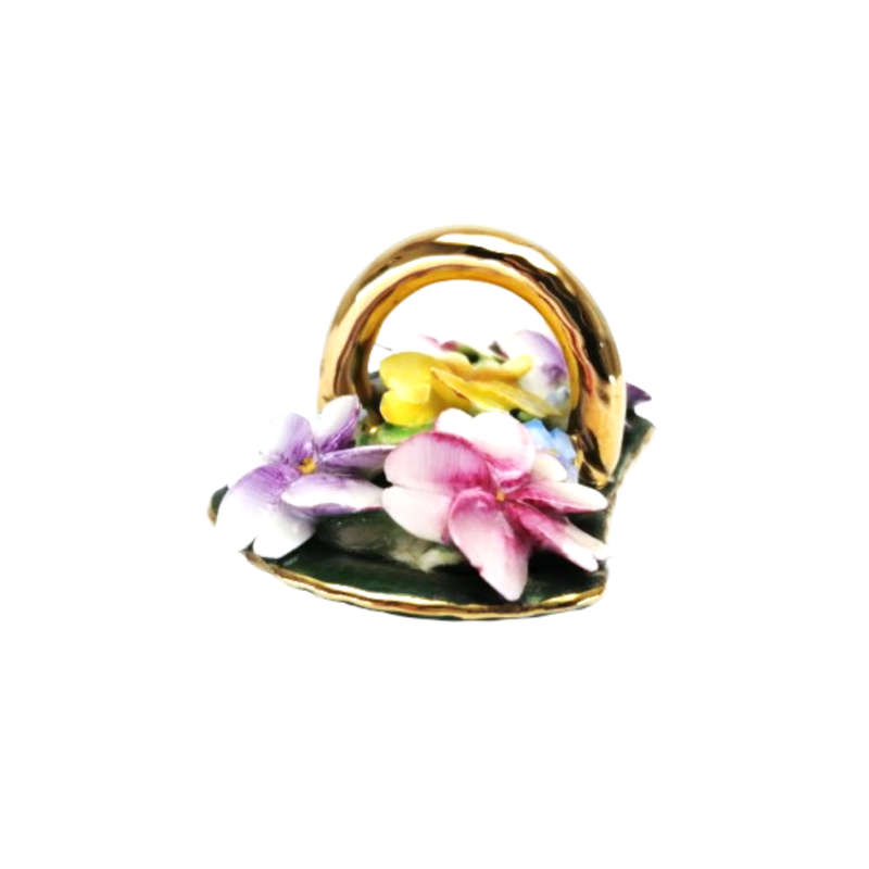 English Bone China Floral Basket of Flowers