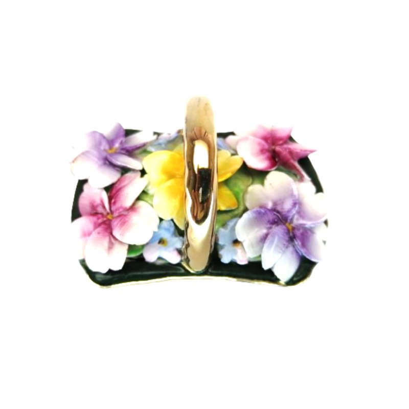 English Bone China Floral Basket of Flowers