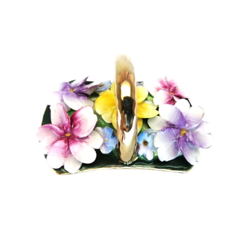 English Bone China Floral Basket of Flowers