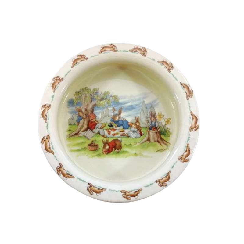 Royal Doulton Bunnykins Signed Picnic Porridge Bowl