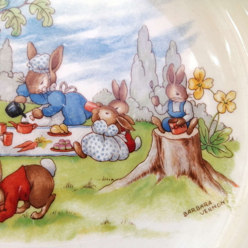 Royal Doulton Bunnykins Signed Picnic Porridge Bowl