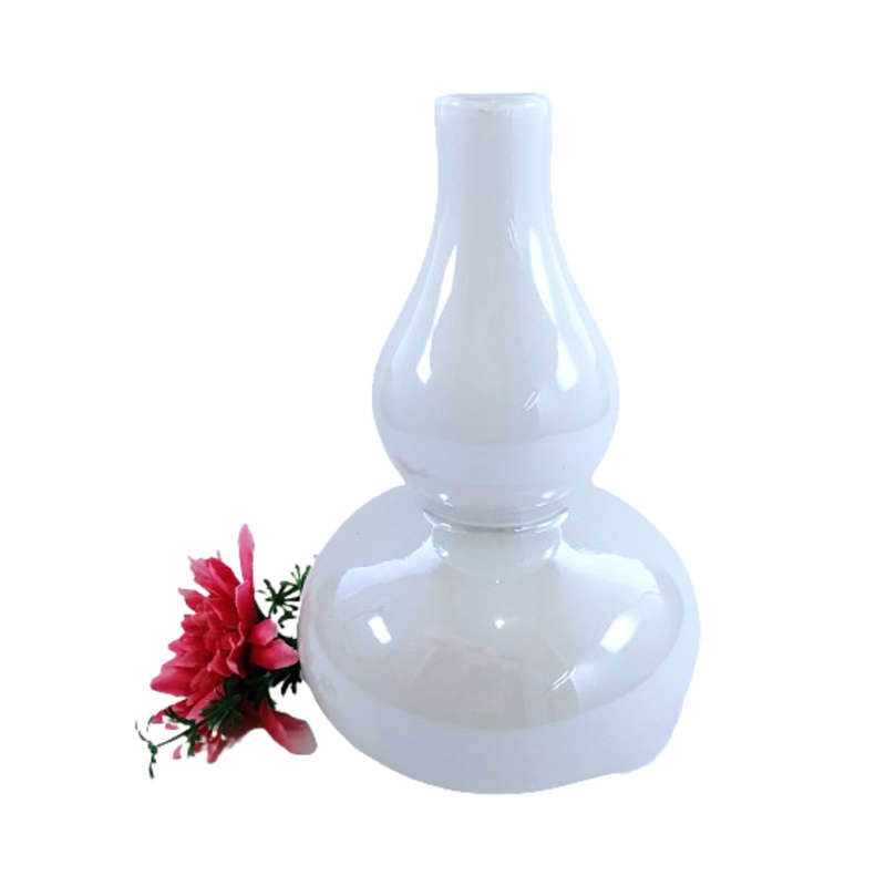 Medium Gourd-shape Opaque White Glass Vase