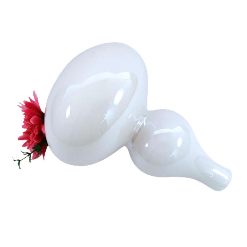 Medium Gourd-shape Opaque White Glass Vase