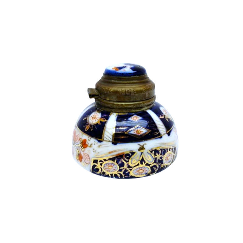 Imari Old Inkwell Metal hinged lid