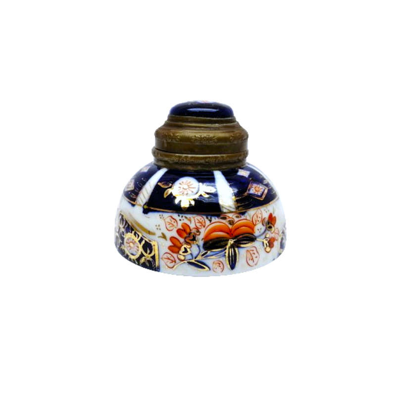 Imari Old Inkwell Metal hinged lid