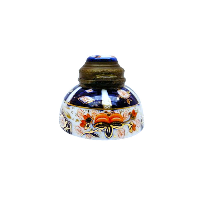Imari Old Inkwell Metal hinged lid