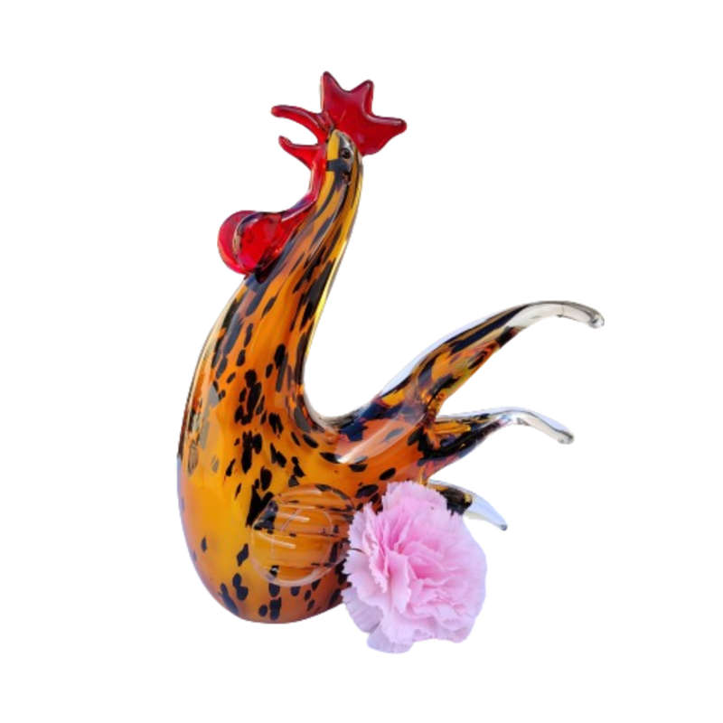 Murano Large Vintage Chicken Hen Rooster Sculpture Amber